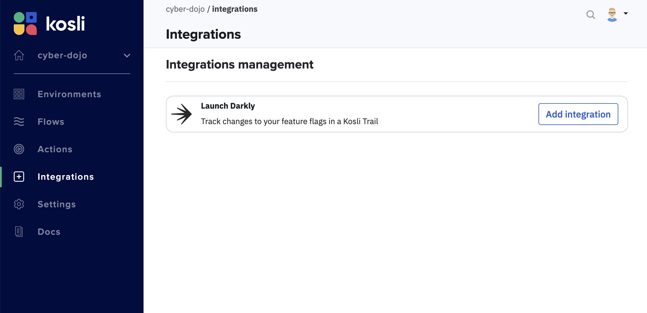 Kosli App LaunchDarkly Integration page