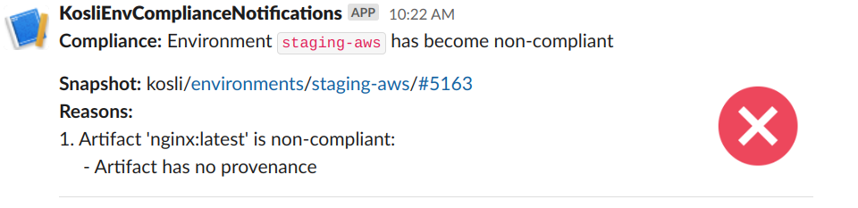 Slack non-compliant notification
